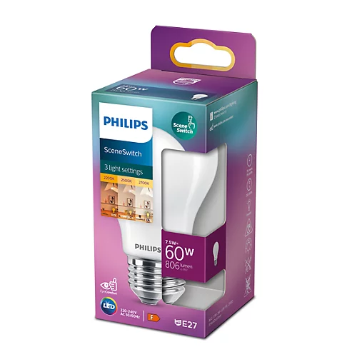 Philips_Leuchtmittel_LED E27  max. 806lm 2200-2700K SceneSwitch