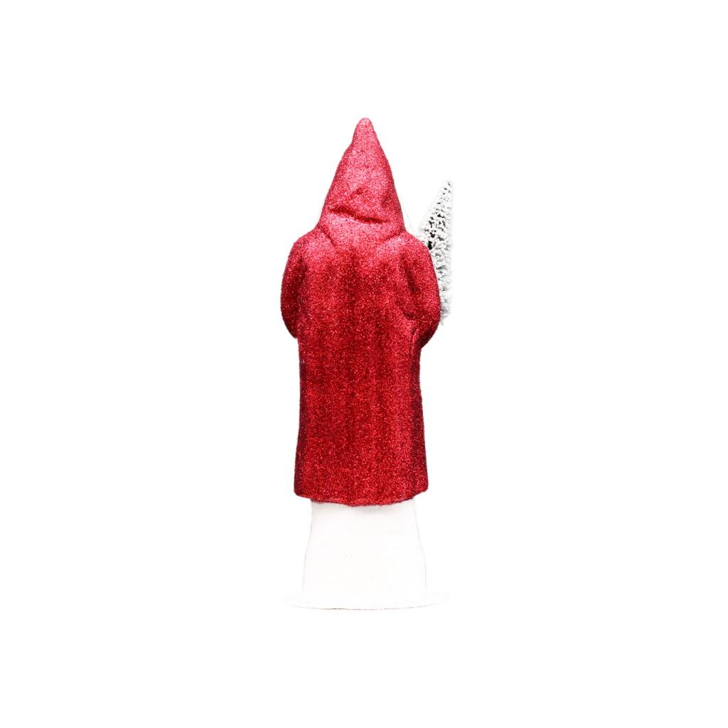 Papiermachéfigur Santa rot - mit Glitter und Chenille Rand