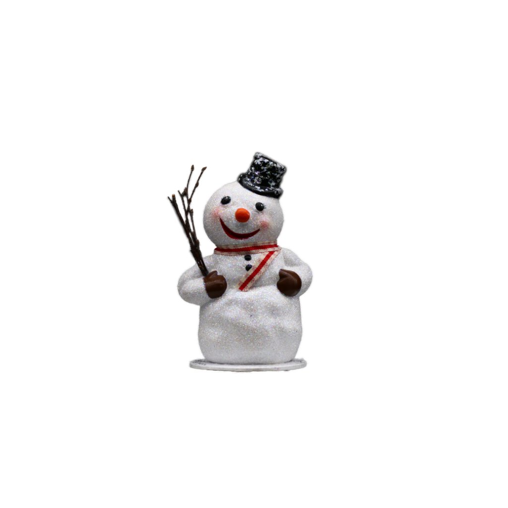 Papiermachéfigur Schneemann mit rotem Schal