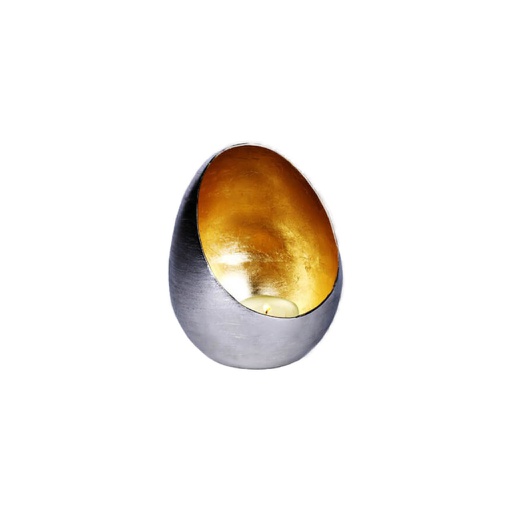 [40605] Windlicht Casati - vernickelt, Blattgold (H:14 cm)
