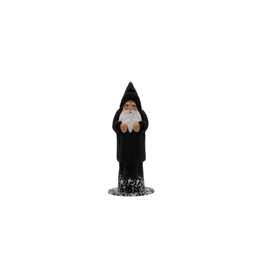 [15er black] Papiermachéfigur Santa - schwarz matt mit Perlenrand (H: 15 cm)