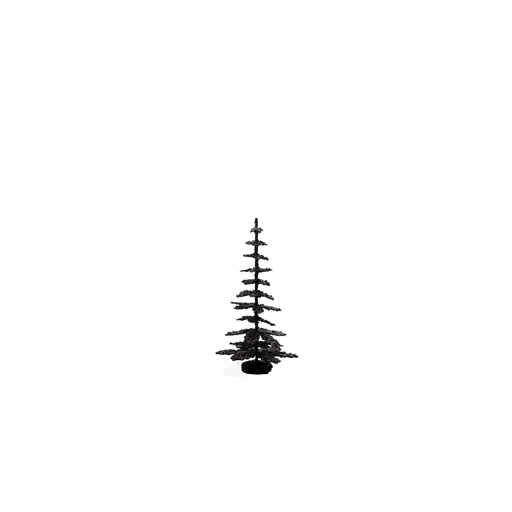 [15er-schwarz mit Perlen] Papiermaché-Baum mit Perlen - schwarz (15 cm)