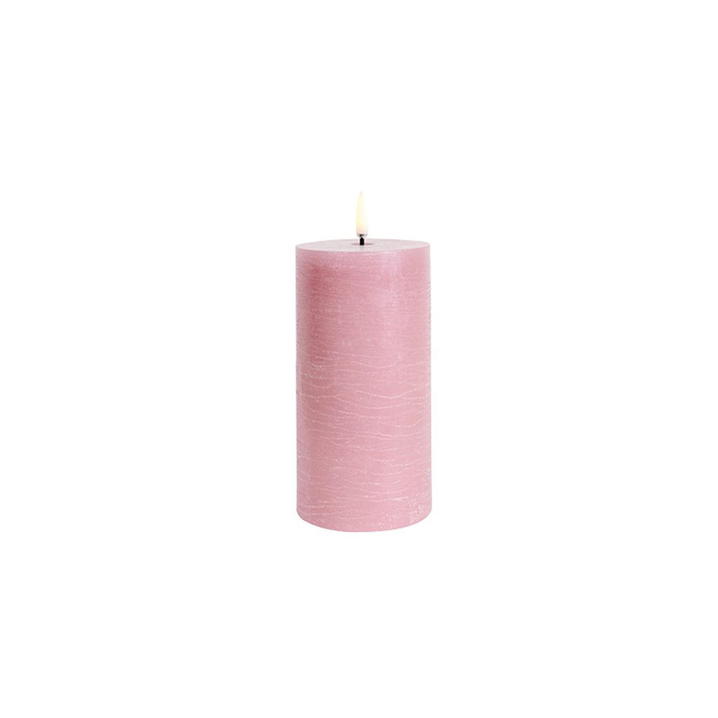 LED Stumpenkerze Dusty rose Rustic - Ø 7,8 cm