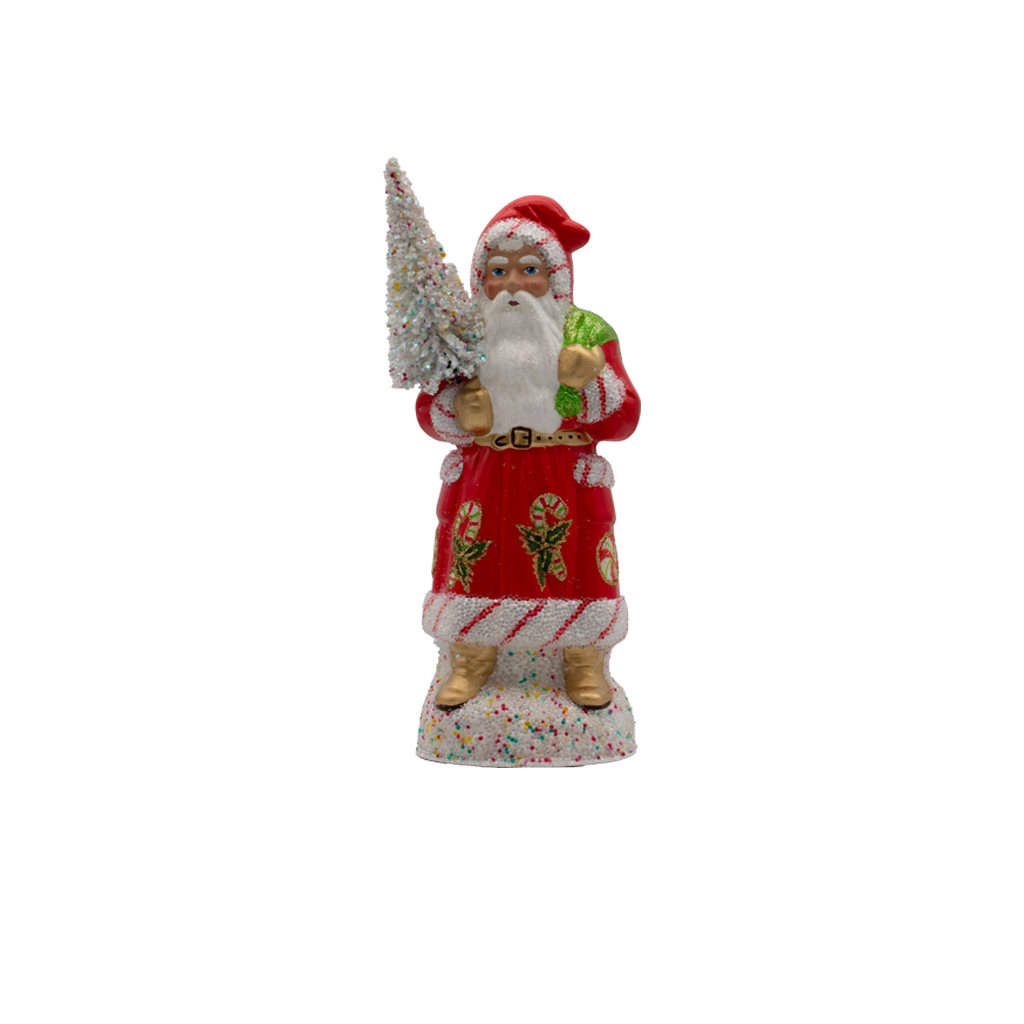 Papiermachéfigur Santa Candy Cain Deco - lightred
