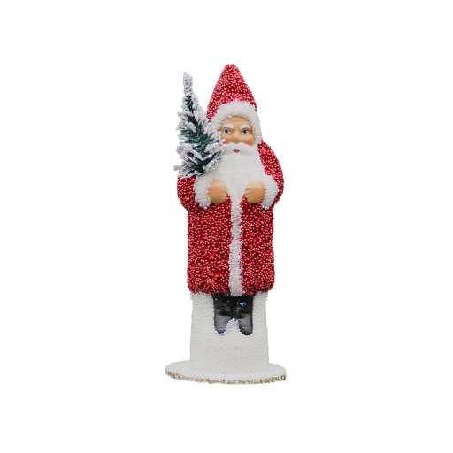[26-0 R] Papiermachéfigur Santa rot - mit Perlen (H: 26 cm)