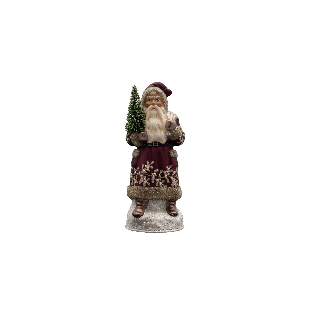 Papiermachéfigur Santa dark purple - mit Dekor