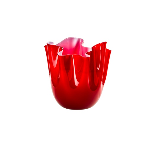 [FO370000000O0A9O] Vase Fazzoletto opalino - Ø 23 cm H 31 cm (indigo/orange)