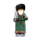 Papiermachéfigur Santa grün matt - Fellmütze
