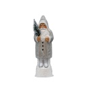 Papiermachéfigur Santa silber - mit Perlen und silbernen Schuhen