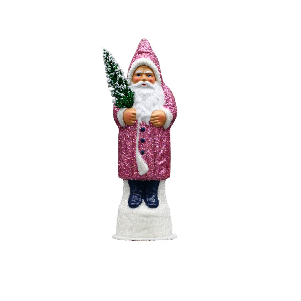 Papiermachéfigur Santa mauve - mit Glitter und Perlen