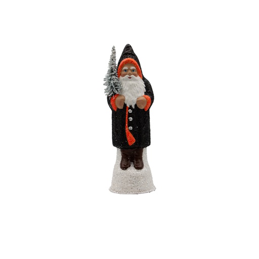 Papiermachéfigur Santa - schwarz orange mit Glitter