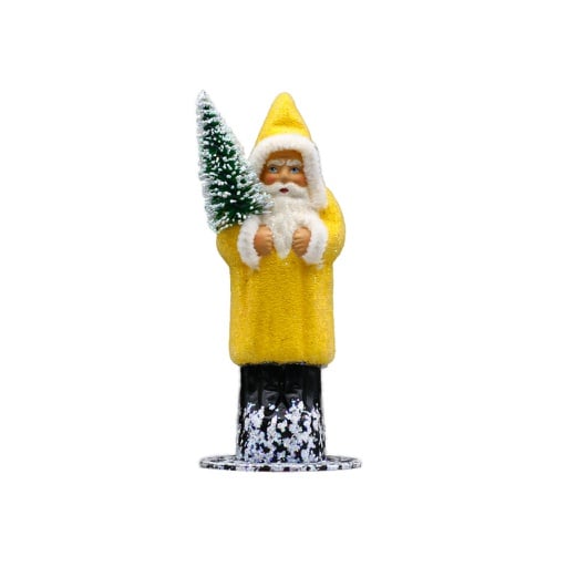 [1538-0] Papiermachéfigur Santa - neongelb mit Perlen