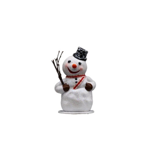 [13168] Papiermachéfigur Schneemann mit rotem Schal