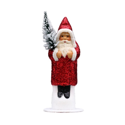 Papiermachéfigur Santa rot - mit Glitter und Chenille Rand