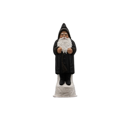 Papiermachéfigur Santa - schwarz matt mit Perlenrand